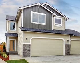 House with garage door installed